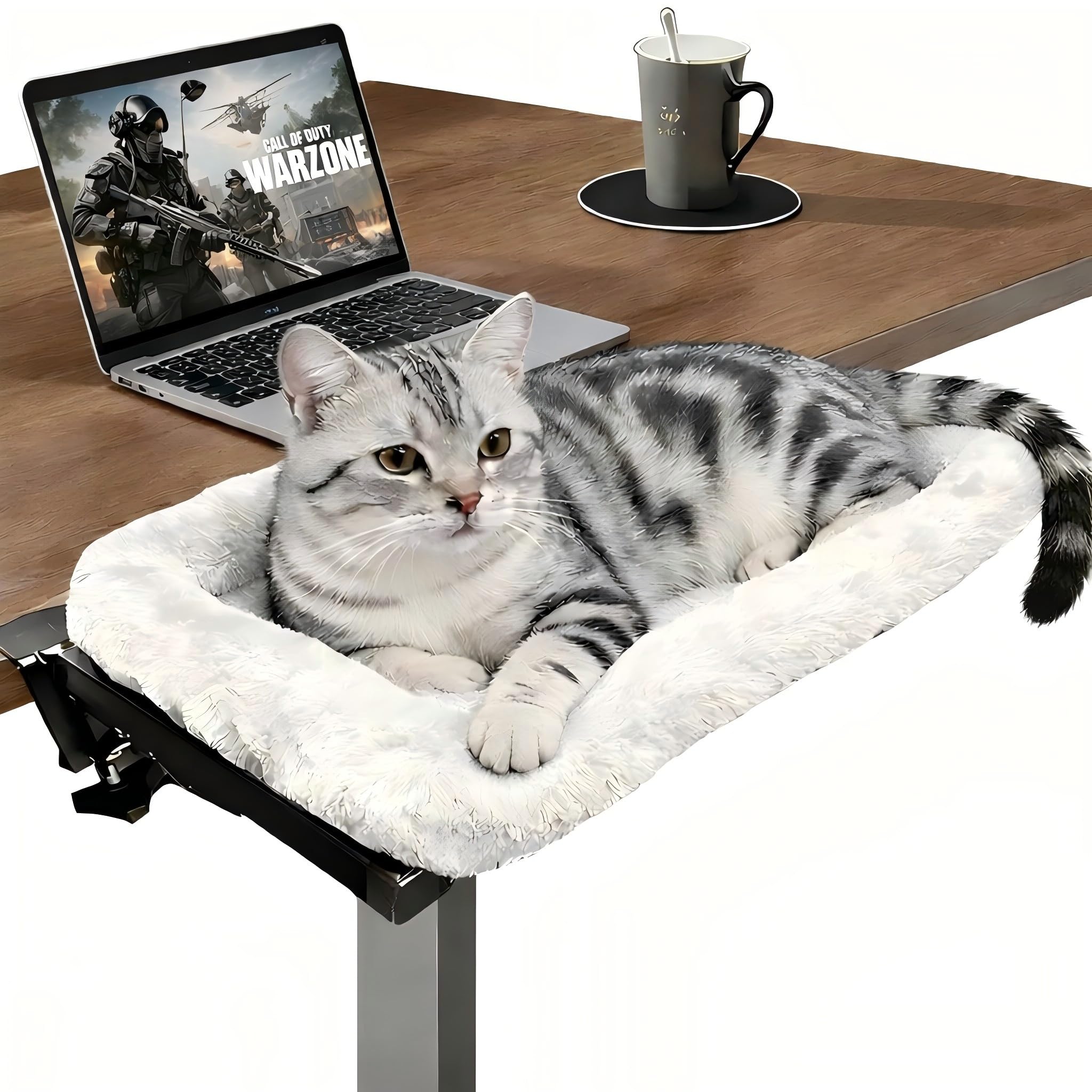 GREENSINDOOR lit de bureau pour chat avec hamac 21x17, espace confortable