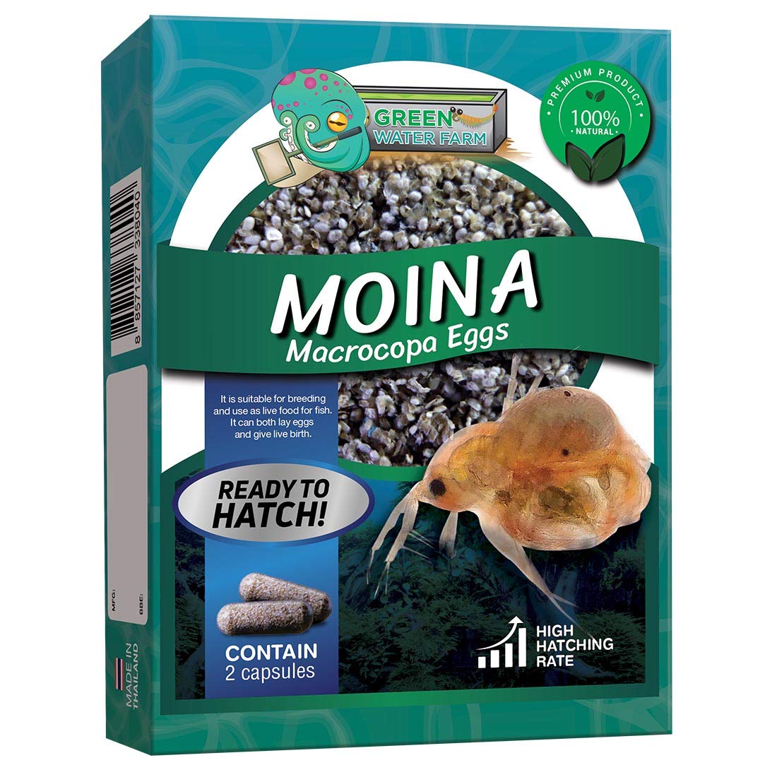 GreenWaterFarm œufs Moina macrocopa dans l'emballage, prêt à démarrer l'élevage.
