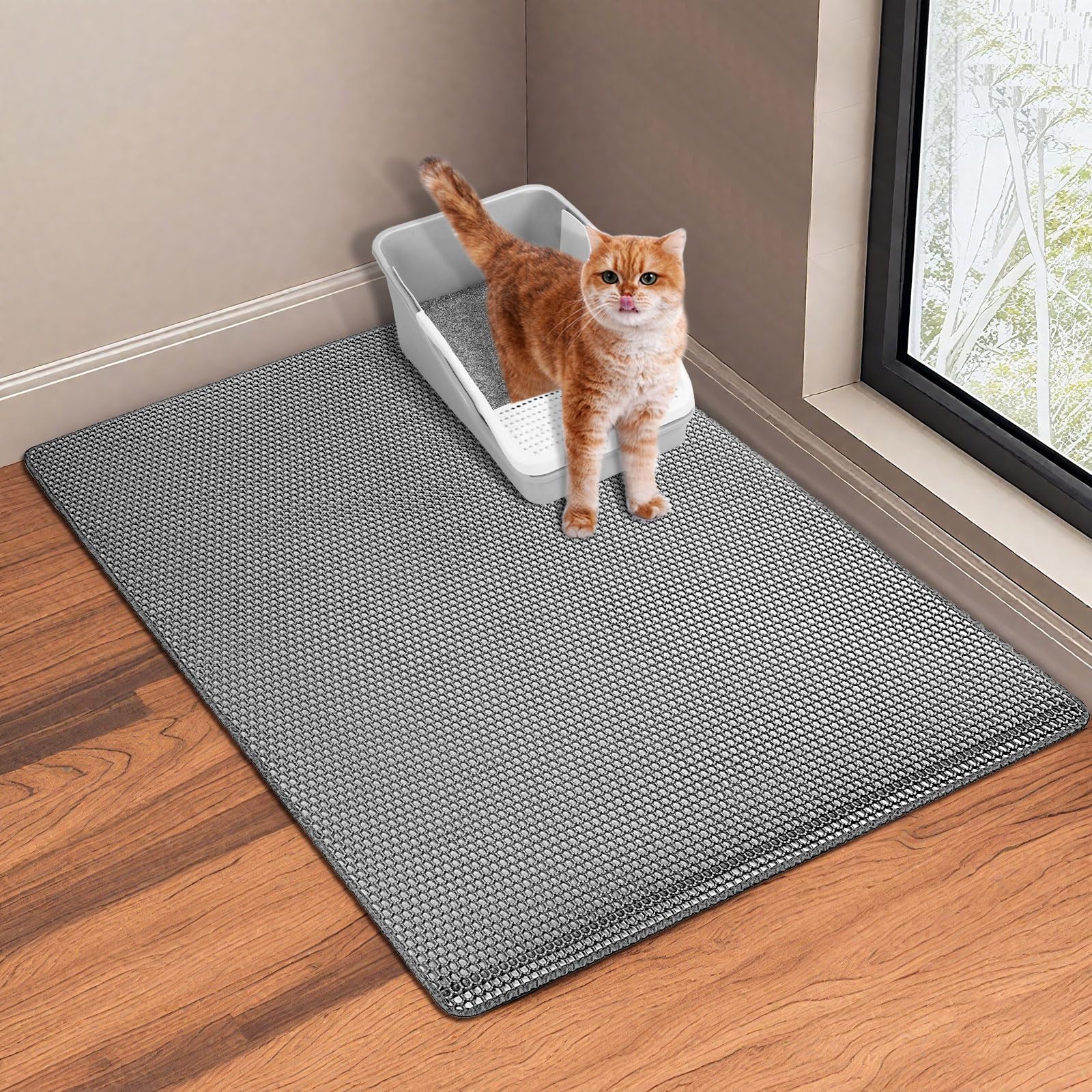 GRELY Tapis litière chat 32x22 double fonction, litière et repos