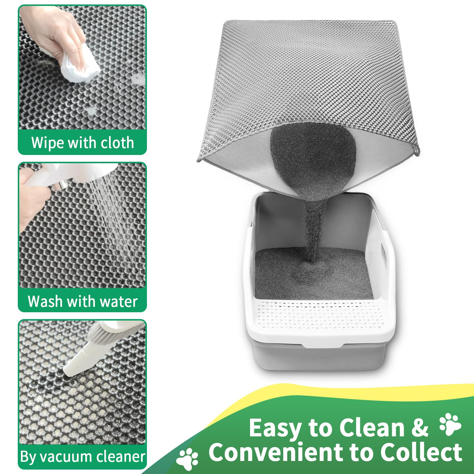 GRELY Tapis Litière Chat: double fonction, ramassage et zone de repos.