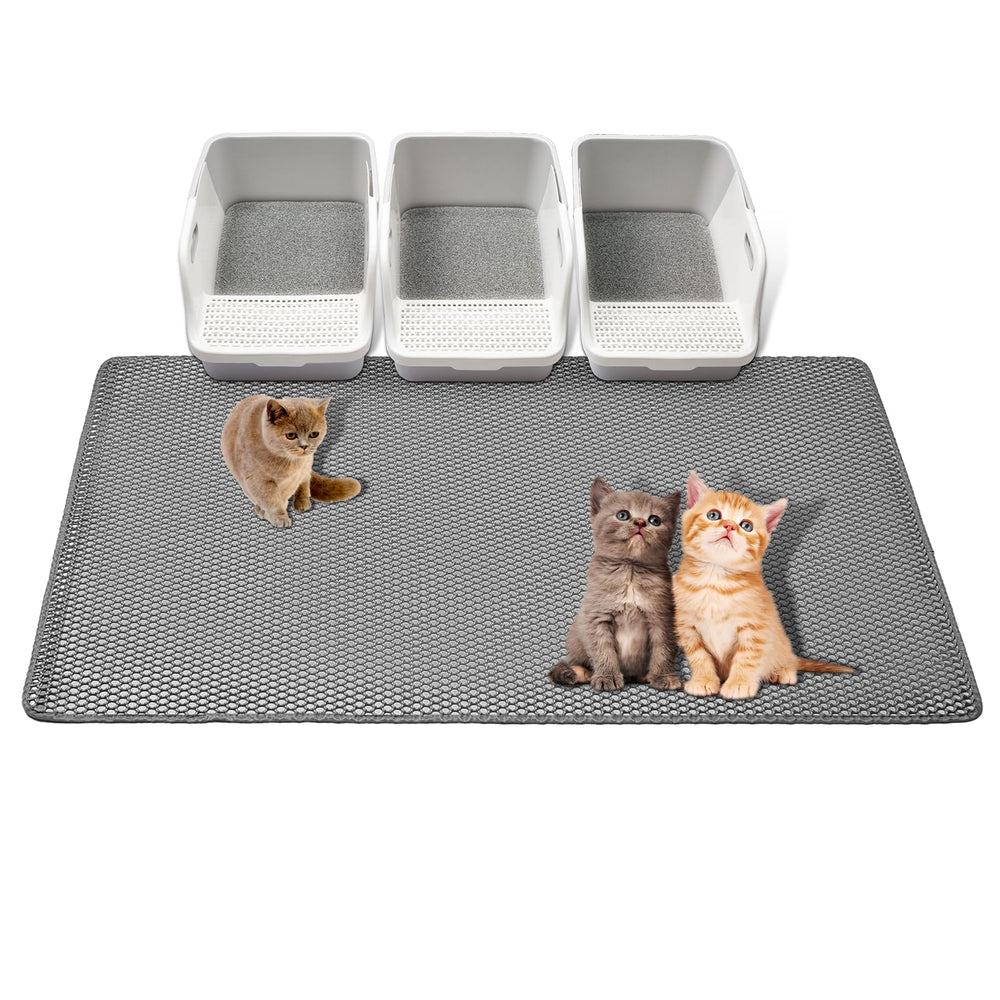 Grely Tapis Litière XXL surface nid-d-abeilles capture les grains de litière.