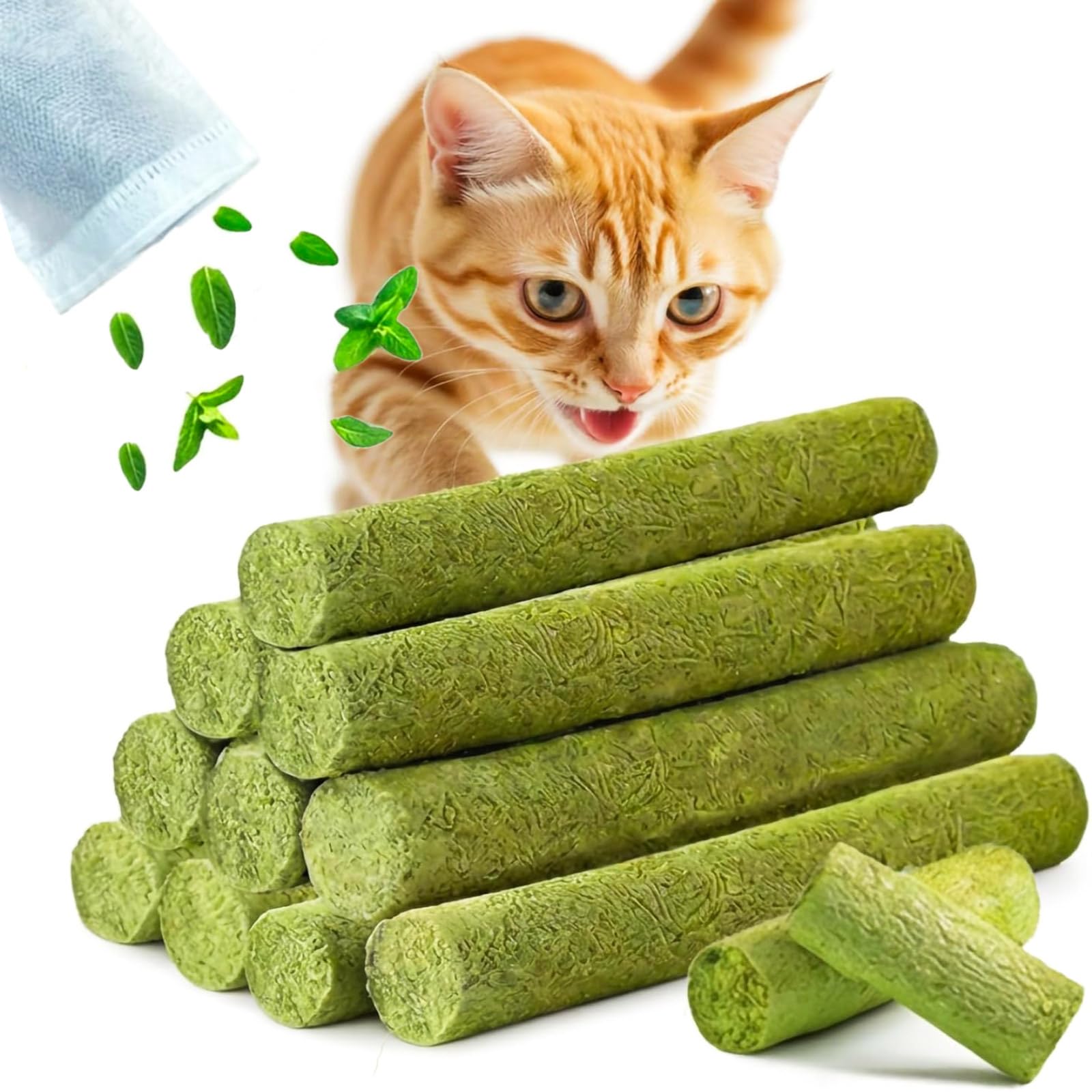 GREMBEB bâton dentaire chat, herbe naturelle, aide à l'hygiène buccale et au comportement de mastic.