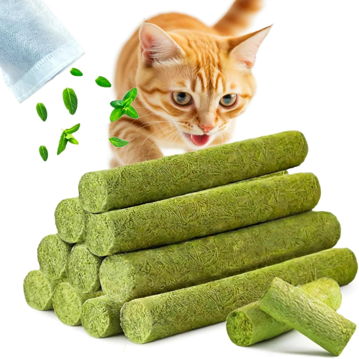GREMBEB bâton dentaire chat, herbe naturelle, aide à l'hygiène buccale et au comportement de mastic.