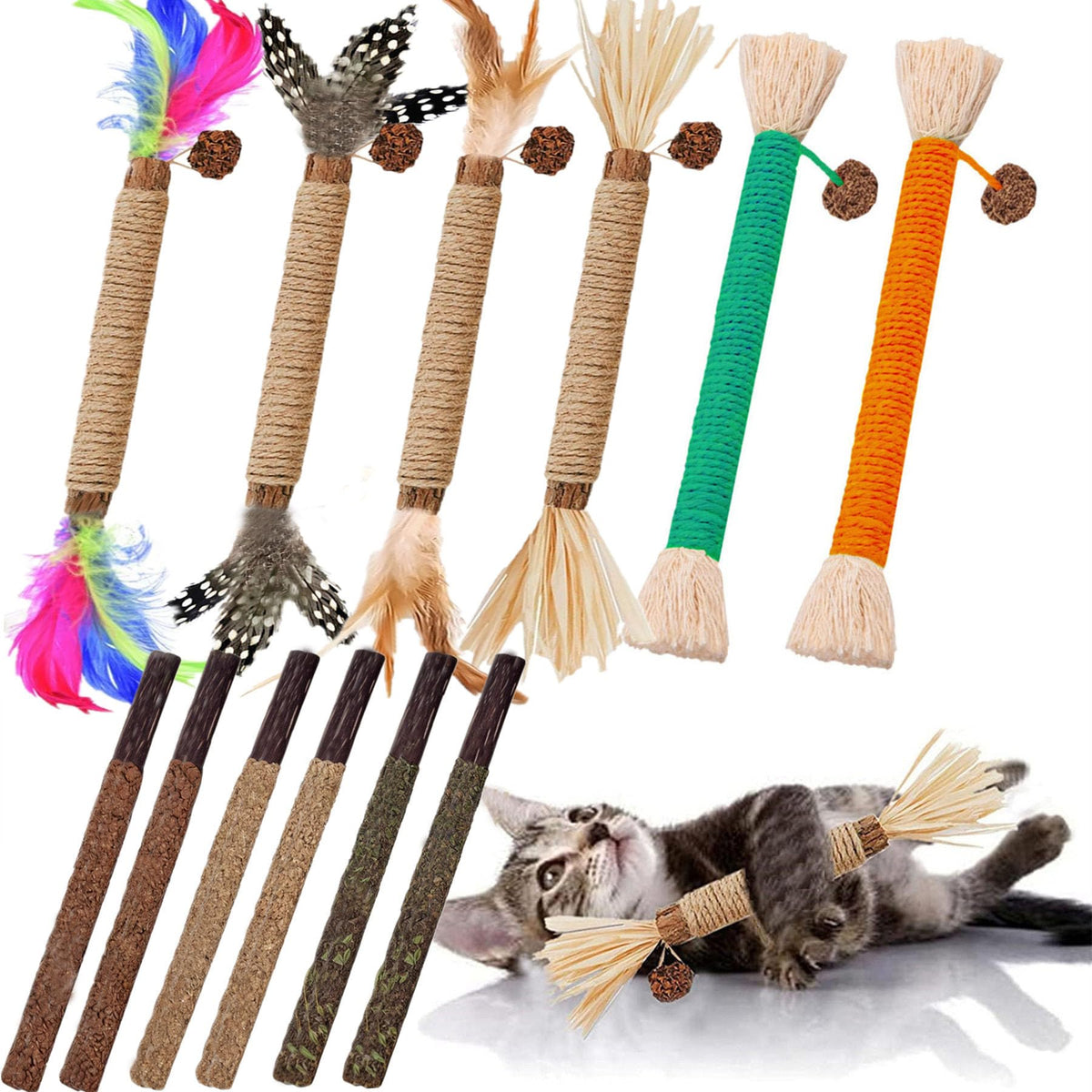 GREMBEB batons-silvervine-12-paquets: stimulation naturelle pour chat et amusement durable.