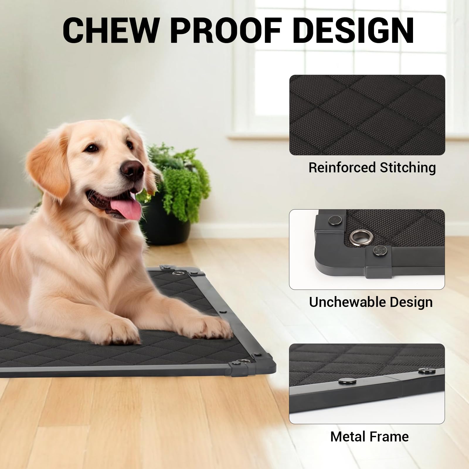 Tapis anti-glisse GRENTY avec anneaux métalliques pour fixation stable dans la cage.