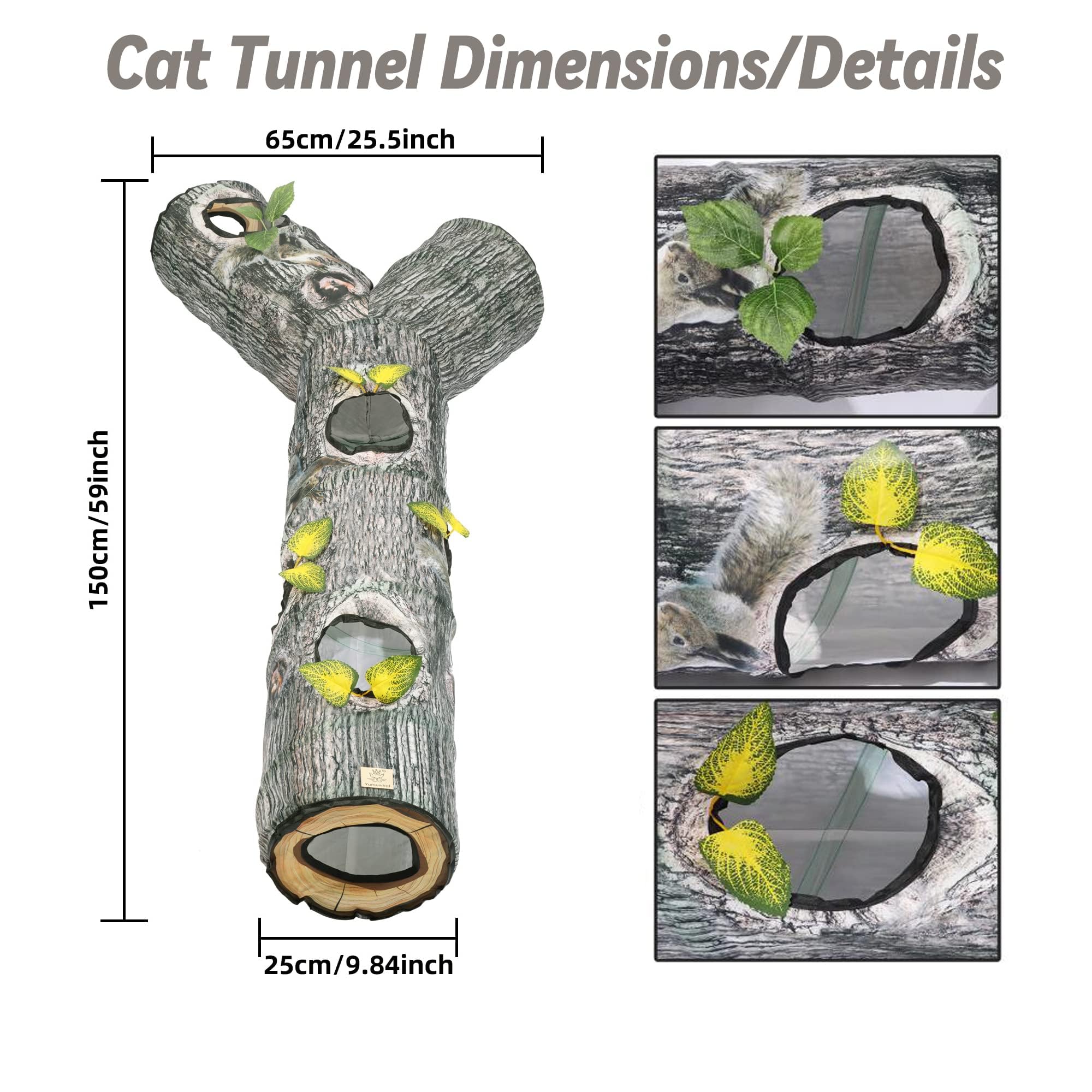 GRETMIX tunnel chat tronc arbre avec feuilles imite un décor naturel pour le jeu