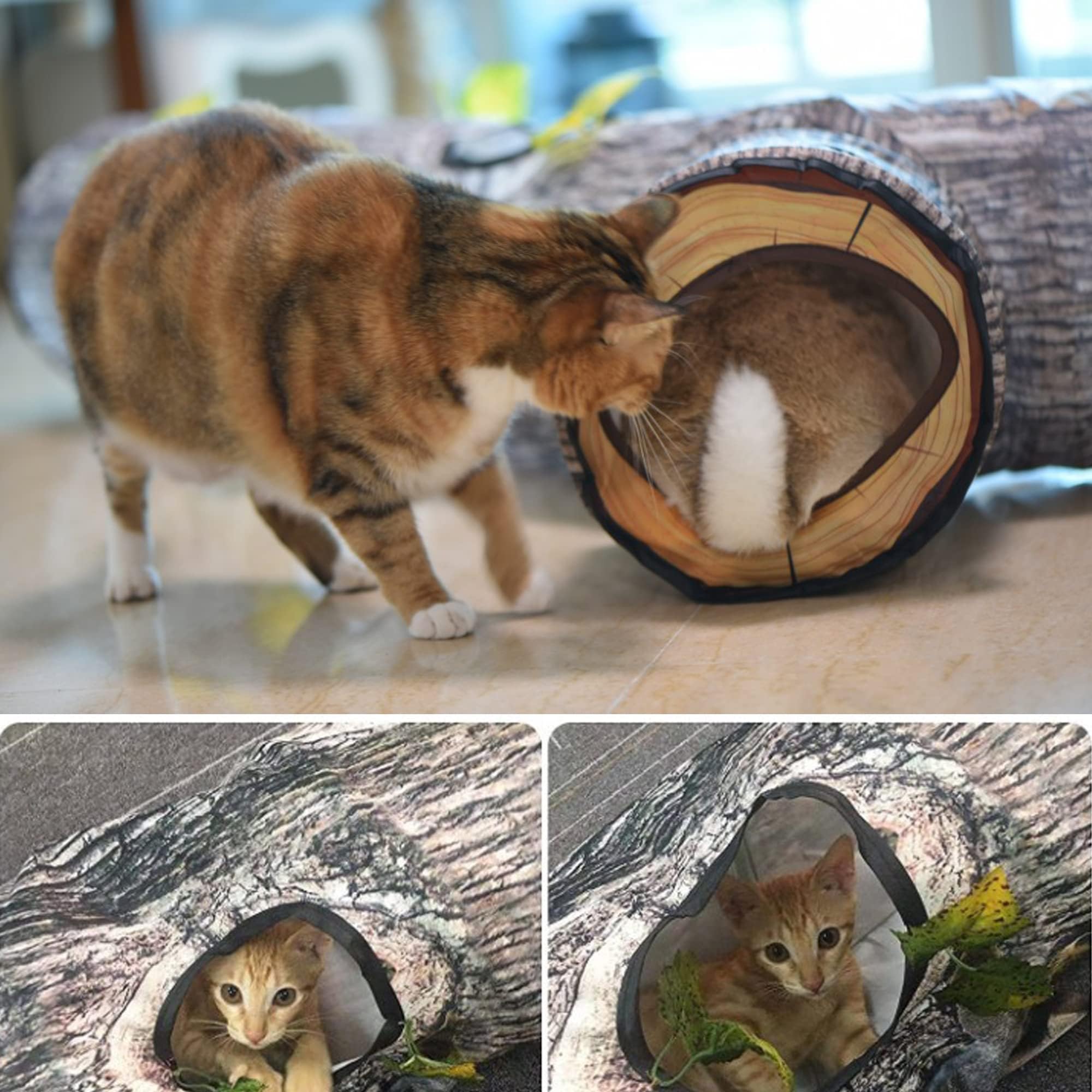 GRETMIX tunnel chat tronc arbre en polyester résistant et durable