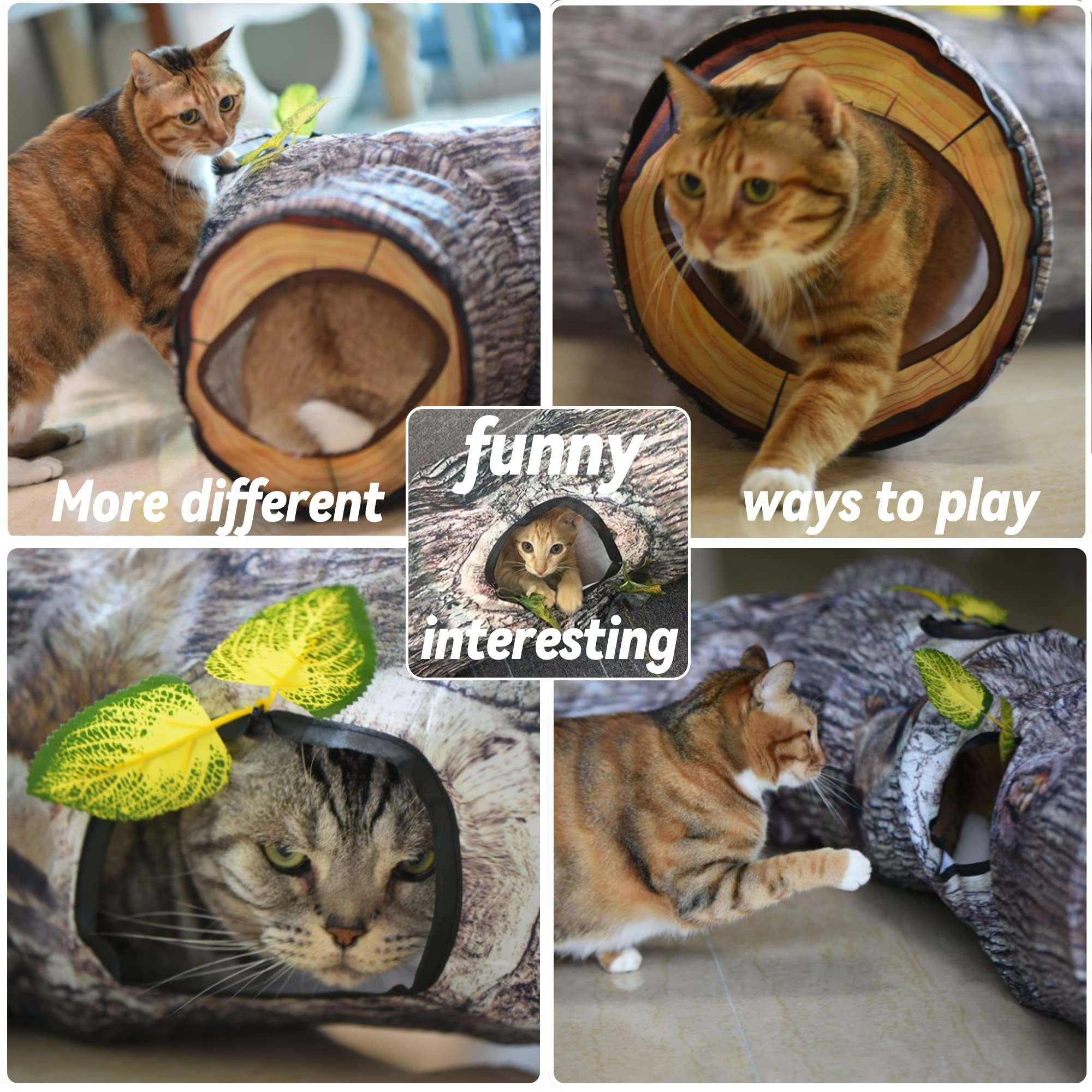 GRETMIX tunnel chat tronc arbre espace partagé pour plusieurs animaux