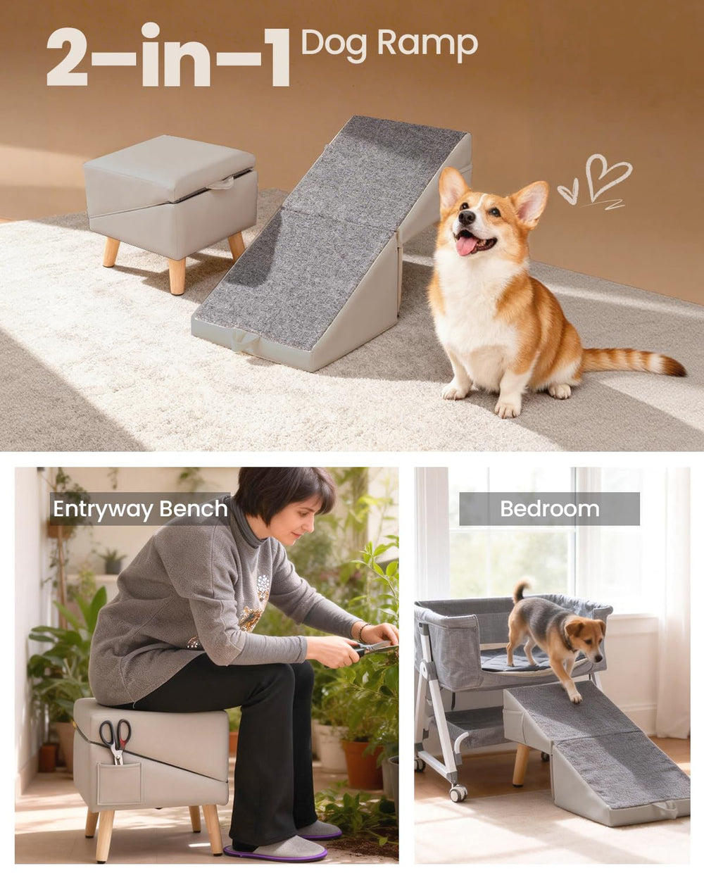 Grevigily ottoman-style, meuble élégant et multi-usage pour chiens et chats.