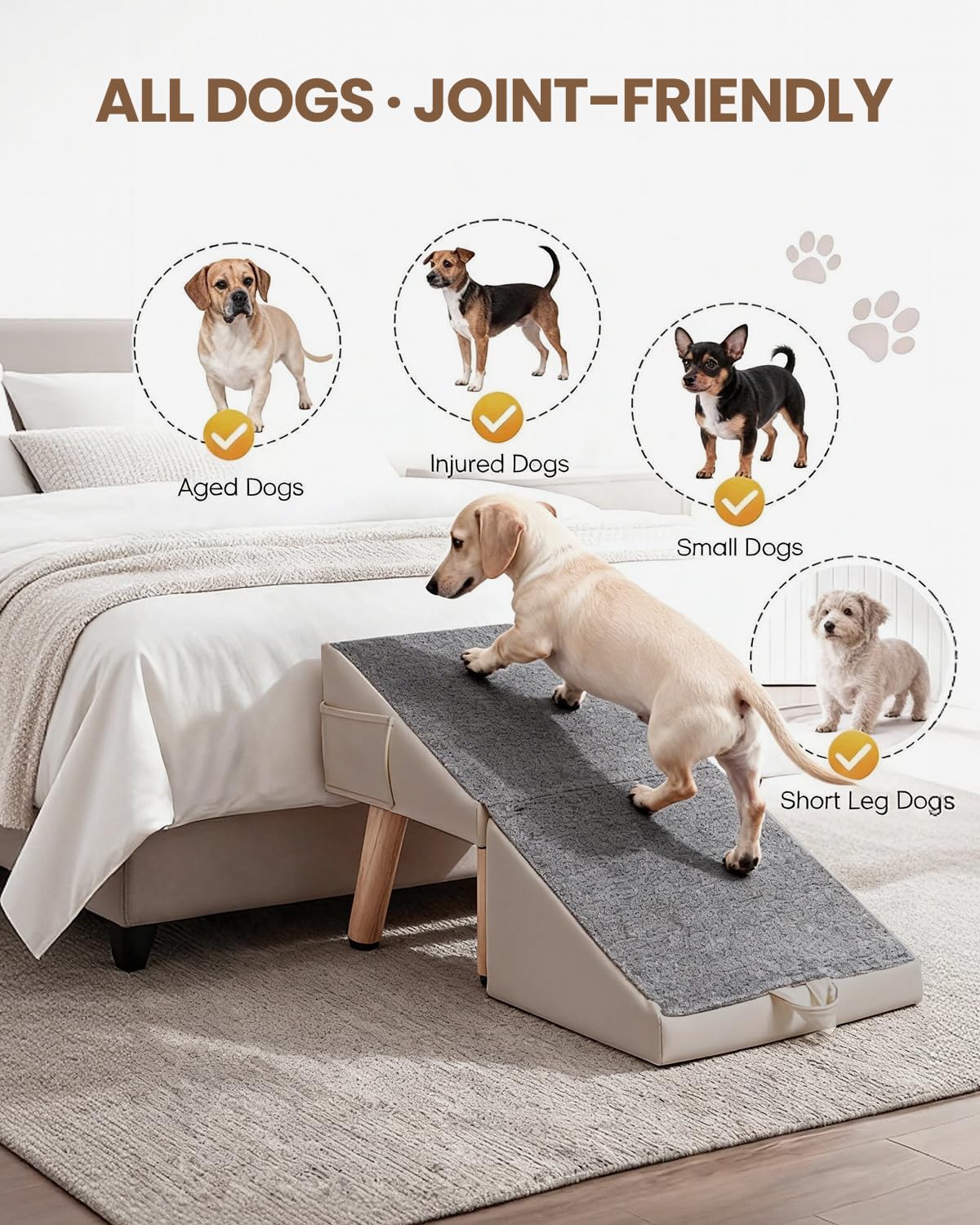 Grevigily rampe chien-lit 16 pouces, pente douce 23° pour montées en douceur.