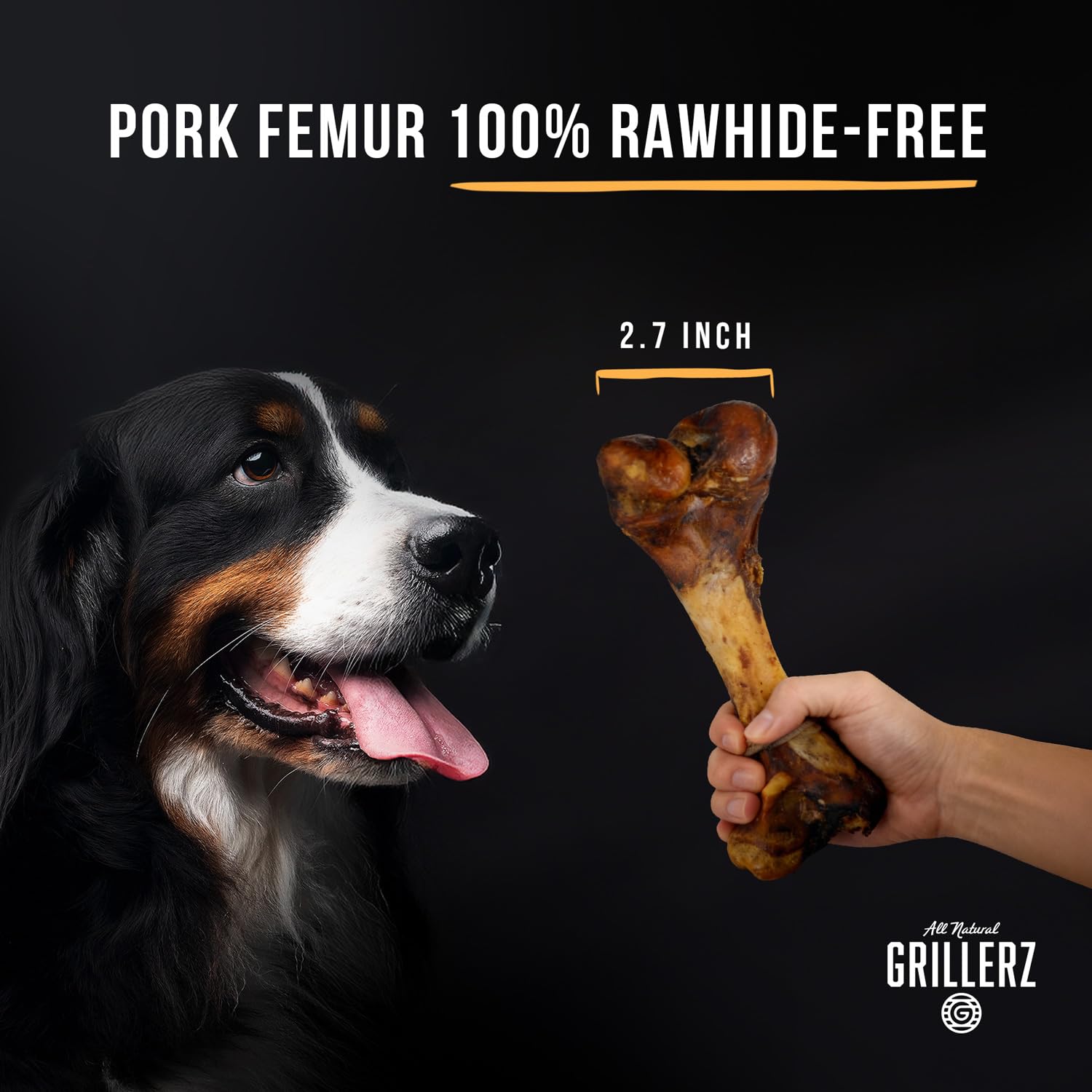 Grillerz os de fémur porc – texture croustillante visible sur l’image.