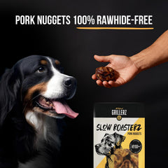 Grillerz Pork Nuggets saveur-intense-rotie-lentement: arôme agréable lors du mâchage.