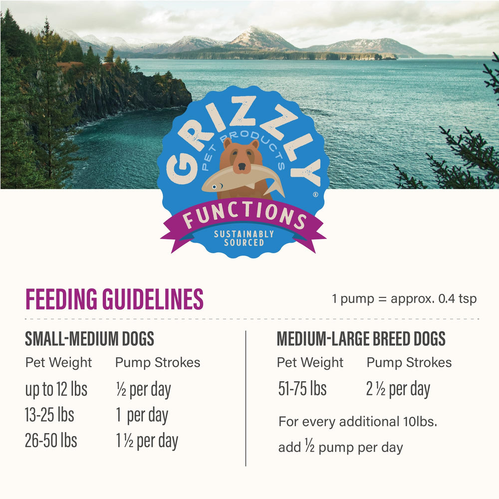 Grizzly Pet Products huile krill antarctique doseur bouteille – dosage exact daily