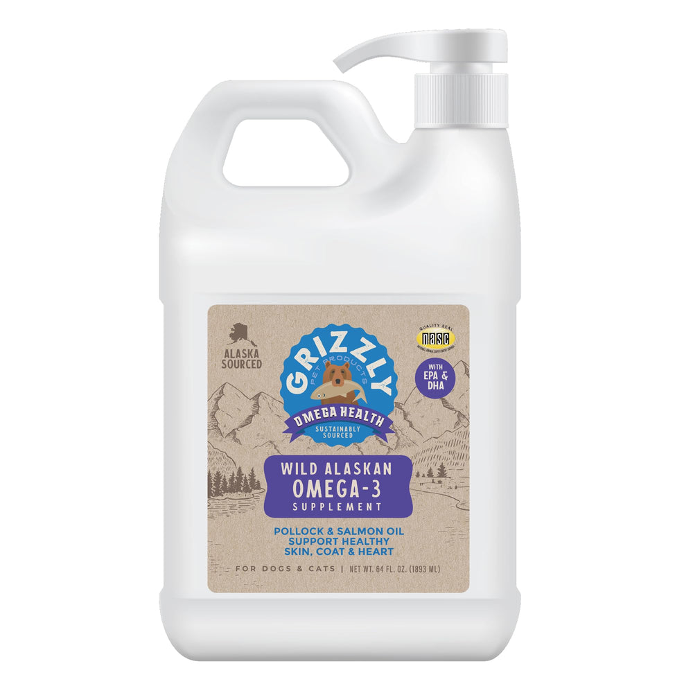 GRIZZLY PET PRODUCTS Omega Health – Bouteille, peut soutenir peau et pelage sains.