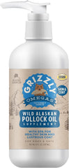 GRIZZLY PET PRODUCTS Pollock Oil, bouteille pompe, soutien peau et pelage sains.