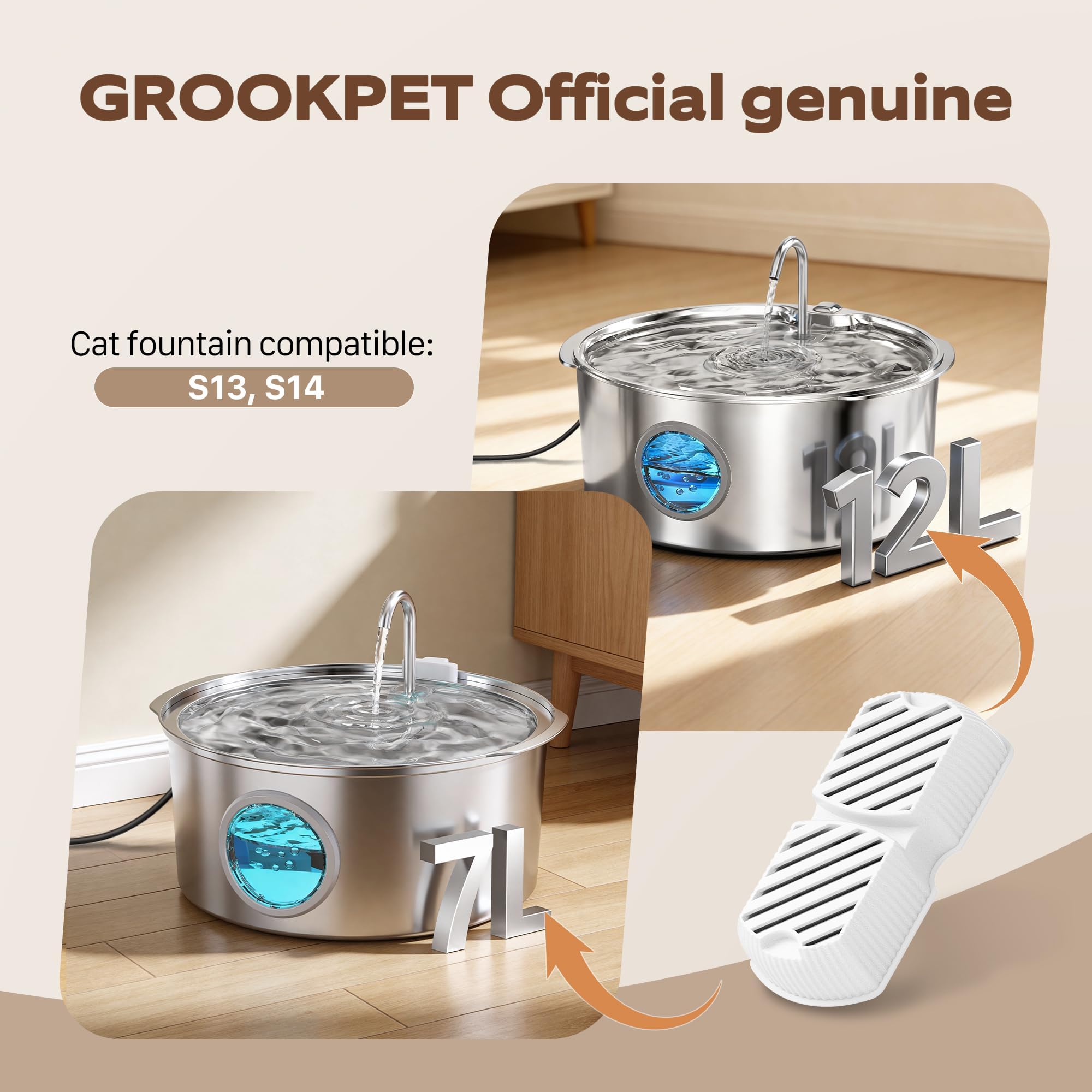 GROOKPET changement recommandé toutes les 2 semaines pour hydratation continue.