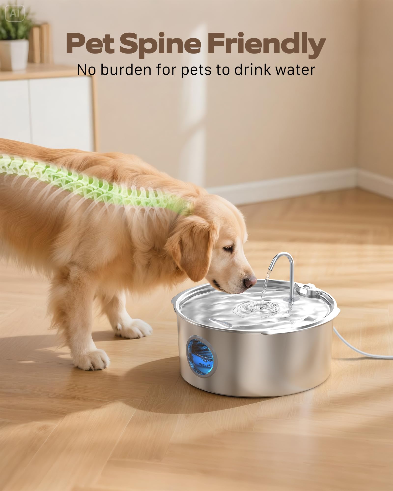 GROOKPET fenêtre de niveau d'eau visuelle pour surveillance aisée.