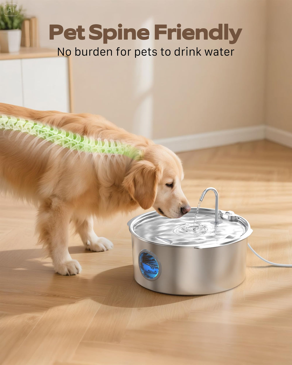 GROOKPET fenêtre de niveau d'eau visuelle pour surveillance aisée.