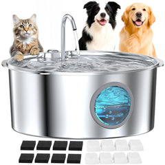 Fontaine GROOKPET pour chien grand, en acier inoxydable, eau fraîche et silencieuse.