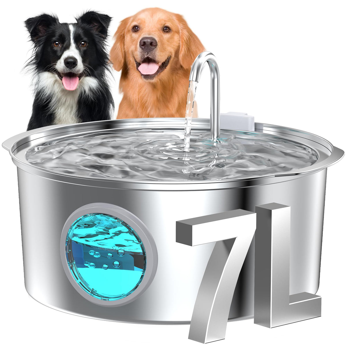 GROOKPET fontaine eau chien grande taille, bac spacieux pour grands chiens.