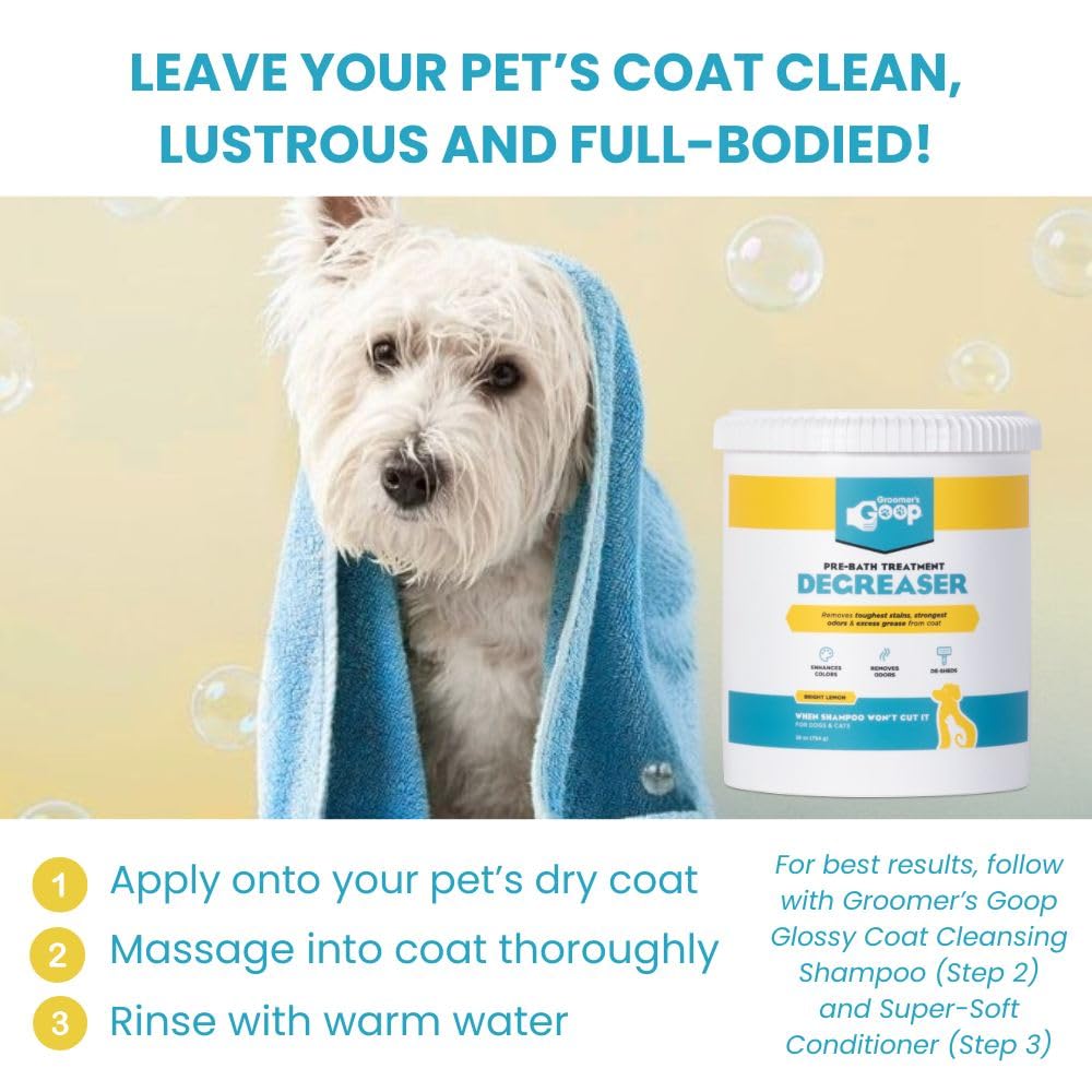 Groomers GOOP: étape pré-bain essentielle avant shampoing pour pelage léger.