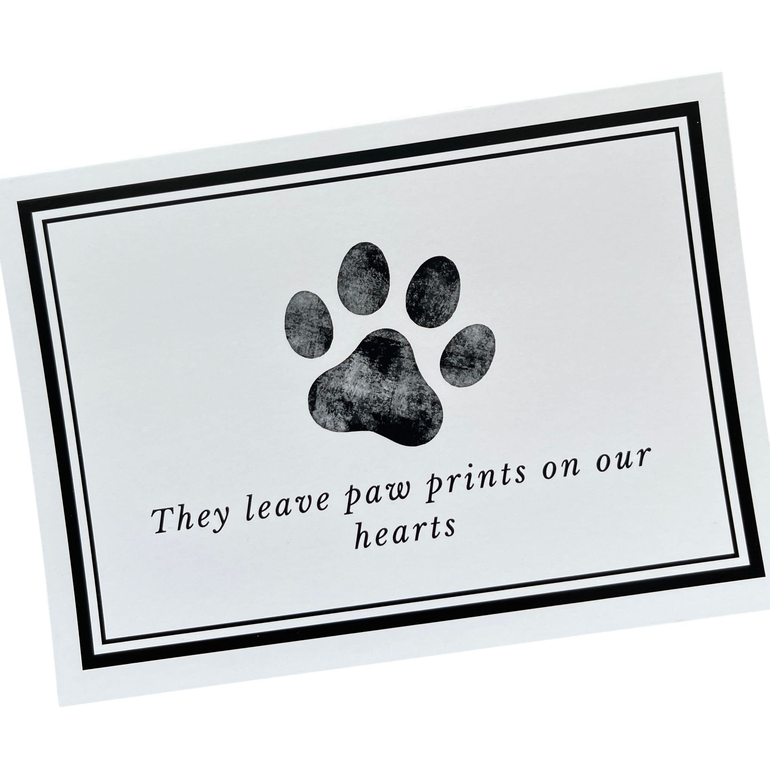 Groomers Margins cartes condoléances animaux avec empreintes de patte et ensemble de 16, presentation professionelle