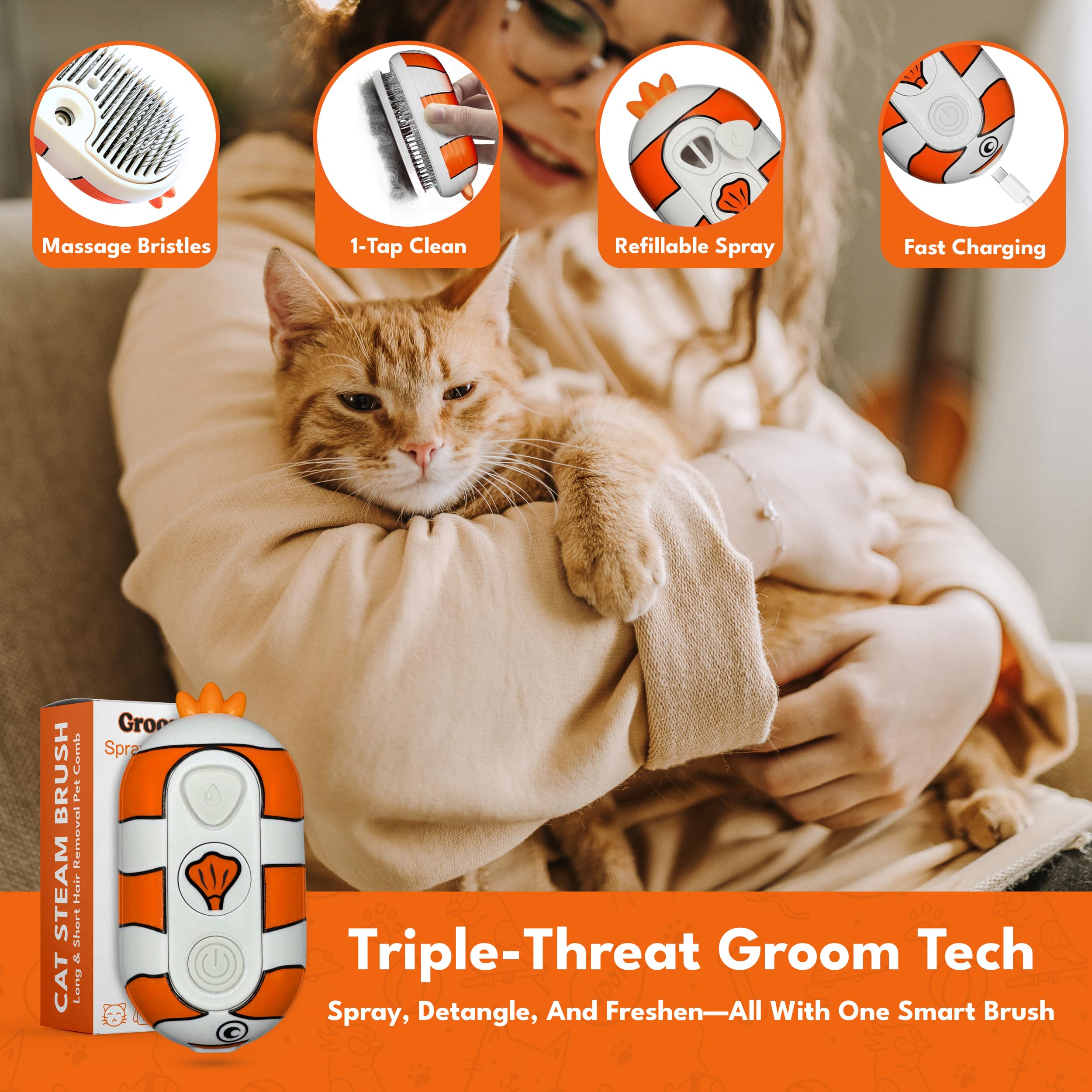 Groomiez anti statique chat réduisant l électricité statique pendant le brossage