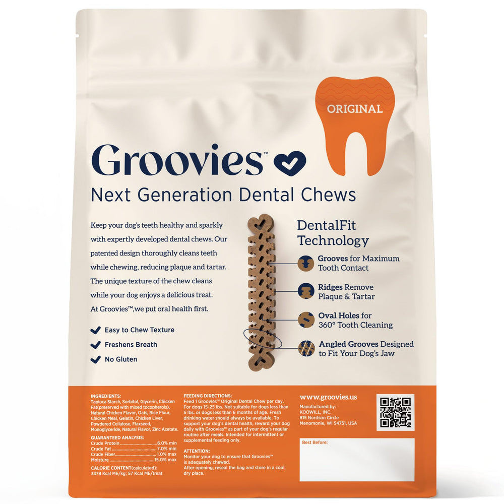 Groovies rainures dentaires DentalFit favorisant le contact et la mastication.