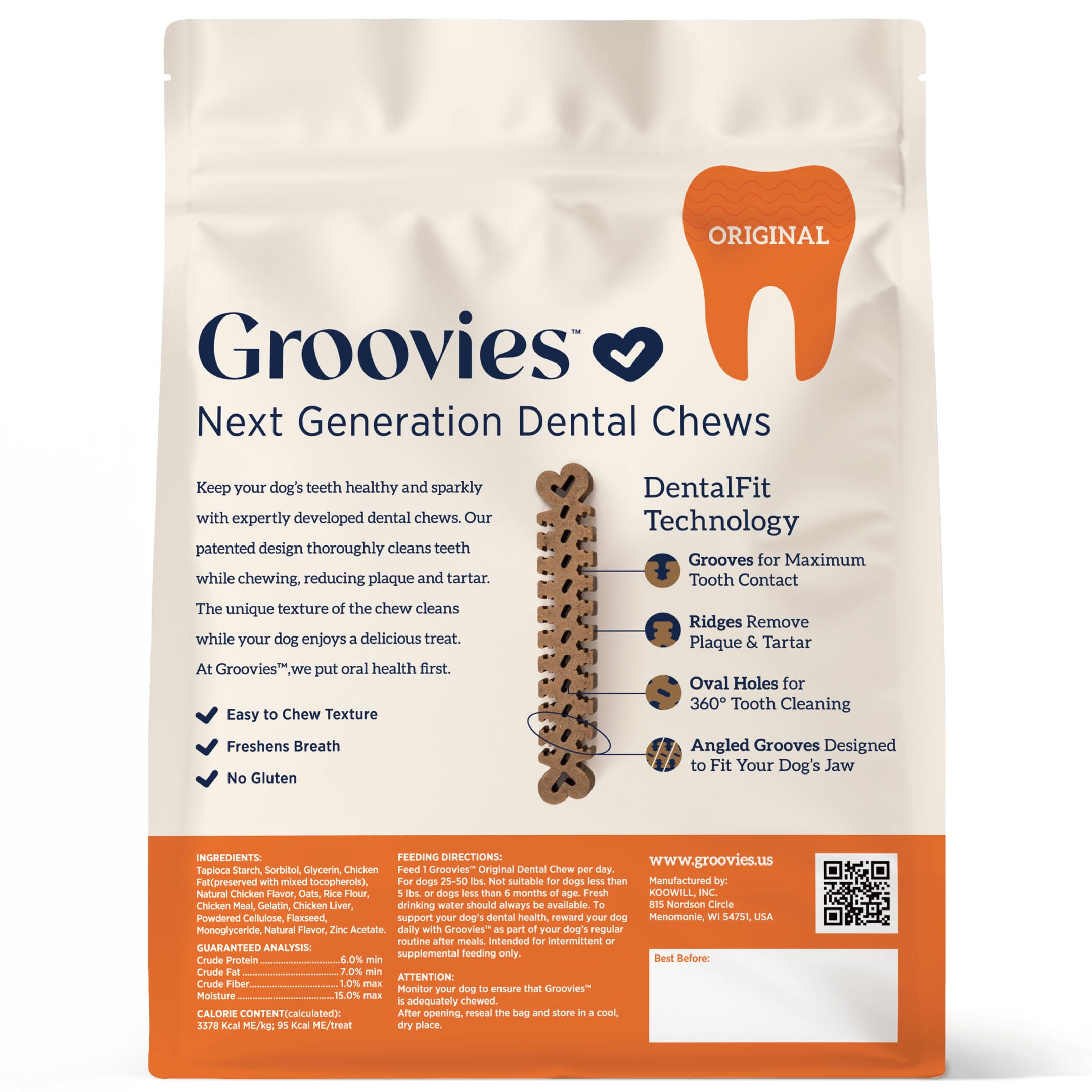 Groovies texture caoutchoutée se plie sous la pression, prolonge la mastication.