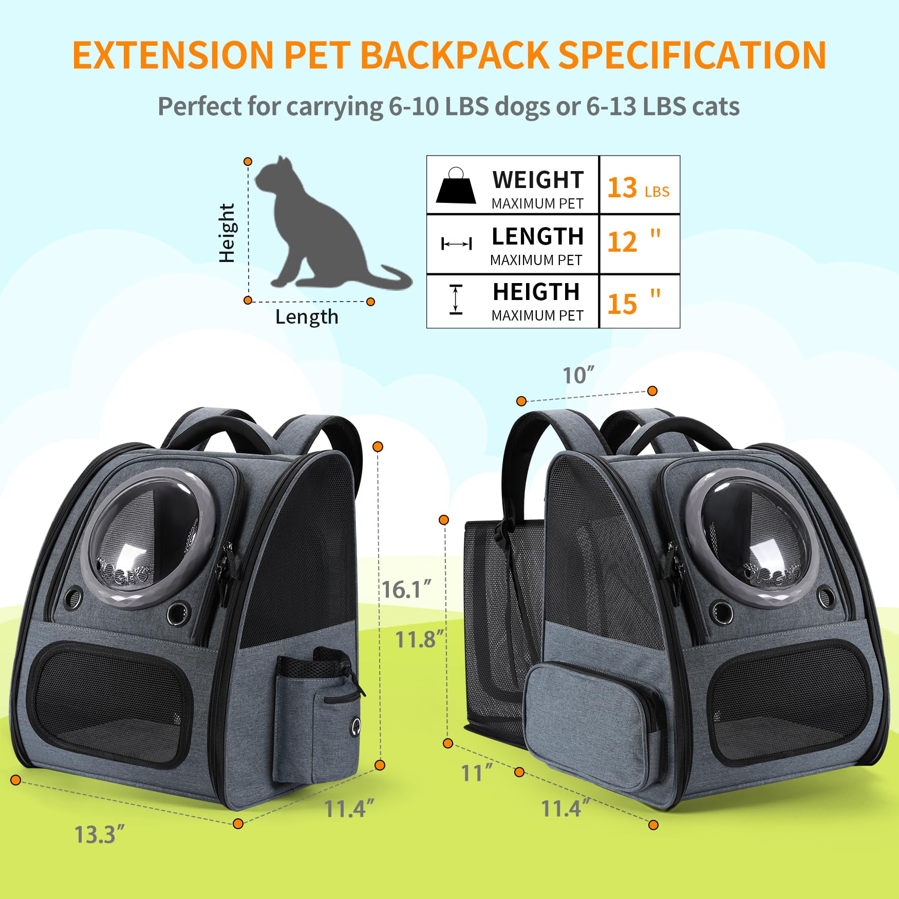 Groxkox bulle transparente pour chat, vue panoramique pendant le trajet