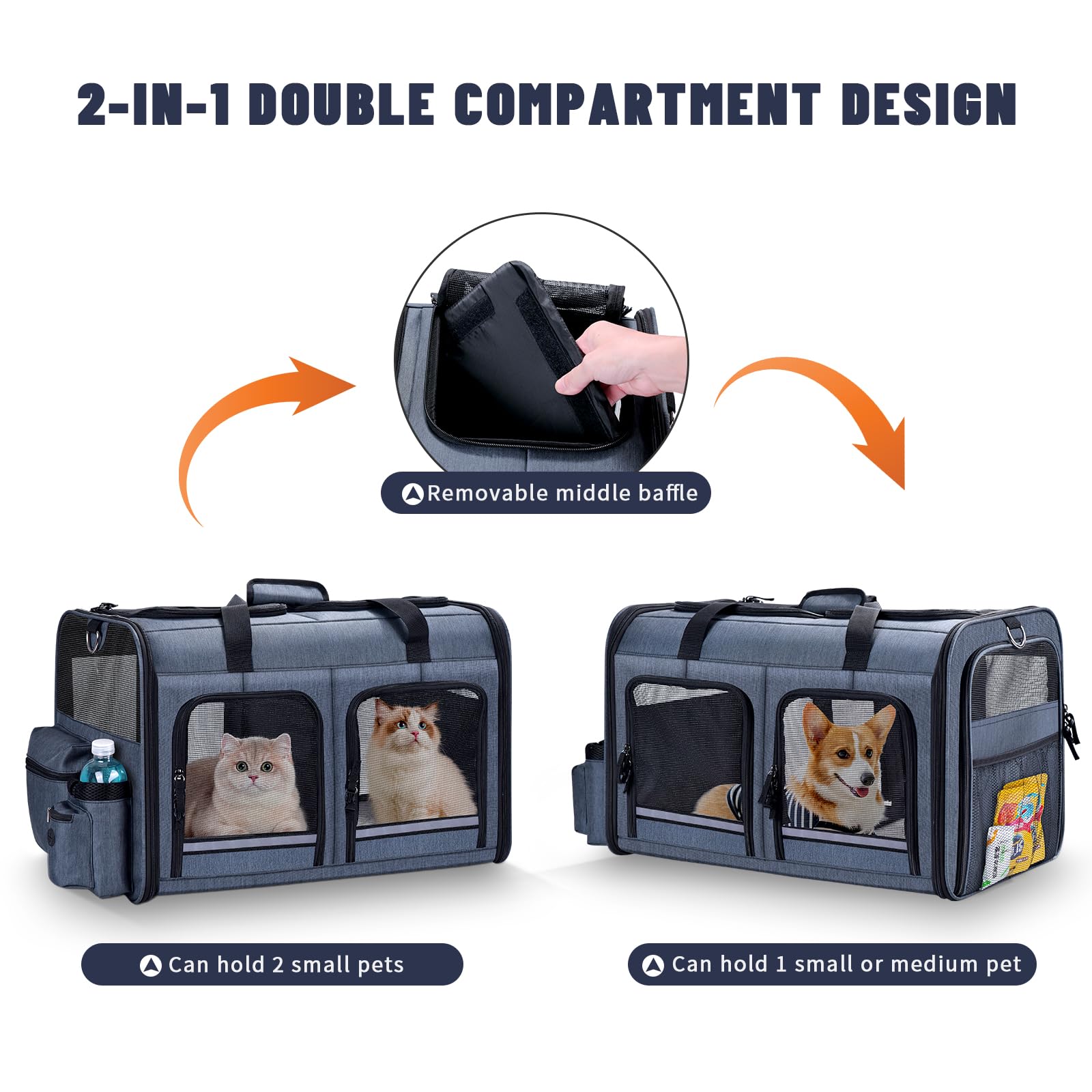 Groxkox compartiments frontaux zippés offrent un rangement pratique lors du trajet.