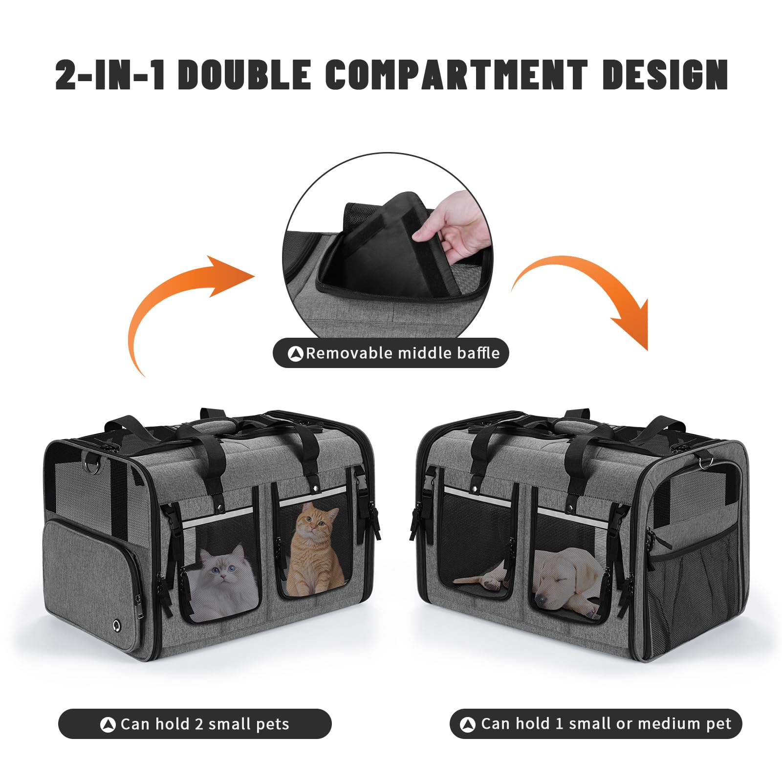 Groxkox sac pliable de voyage pour chat, rangement compact.