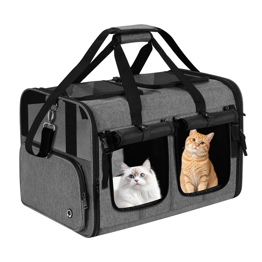 Groxkox porteur-chat double avec fermetures frontales pour accès rapide et sécurité.