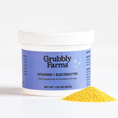 Grubbly Farms, flacon-poudre, hydratation efficace des poulets.