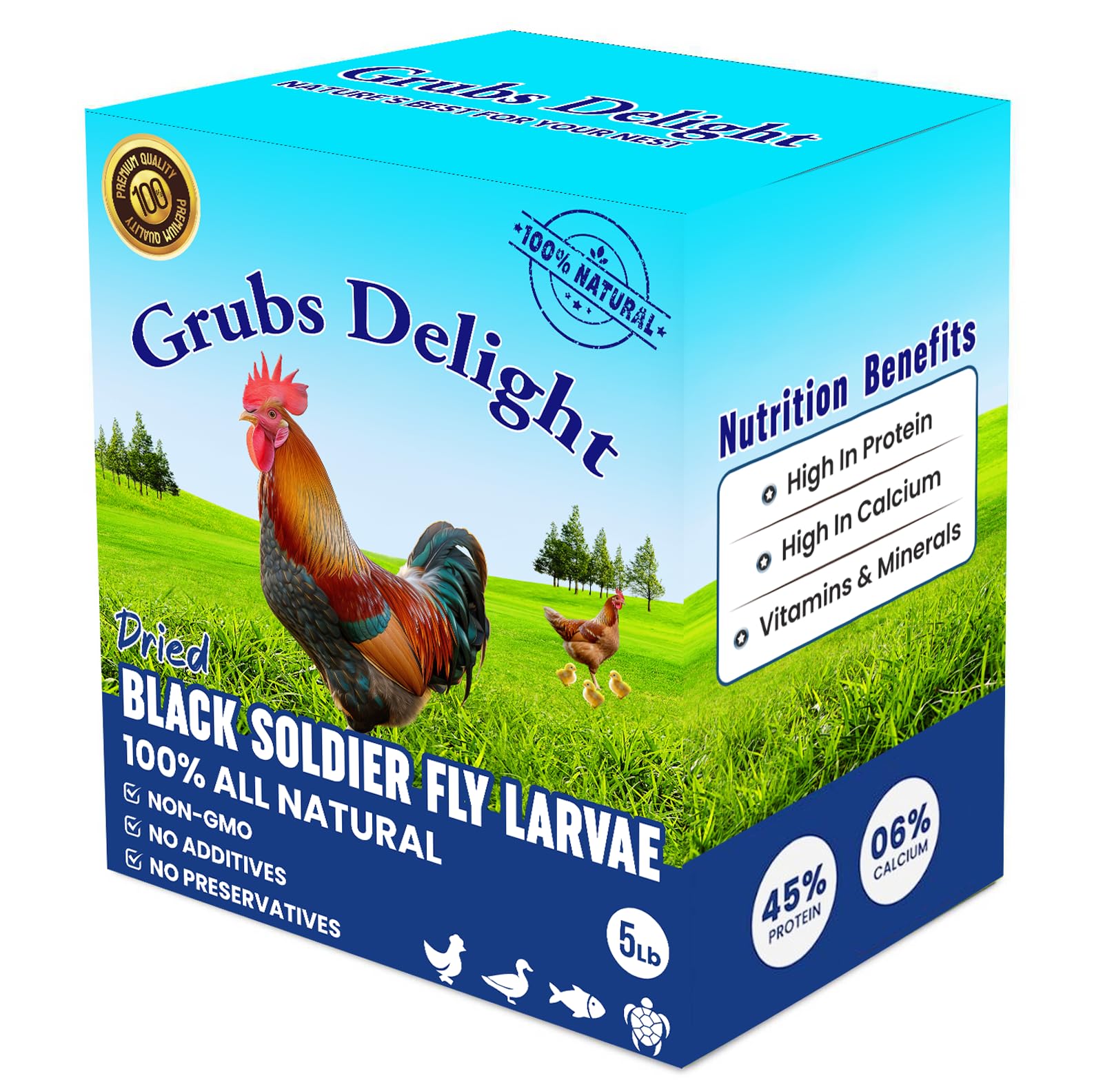 Grubs Delight, sac reutilisable 5lb: pratique pour nourrir vos poules durablement.
