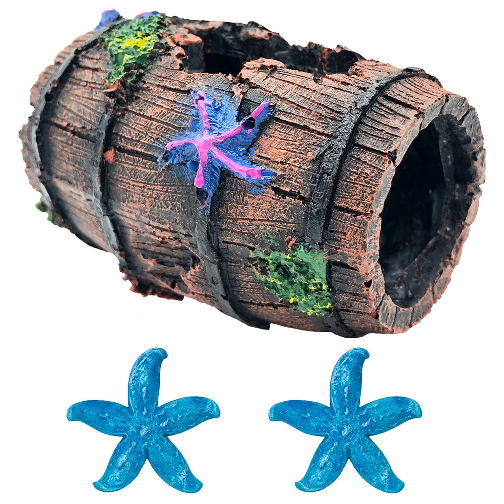 Ornement GSD baril cassé pour aquarium Betta, offre un abri sûr.
