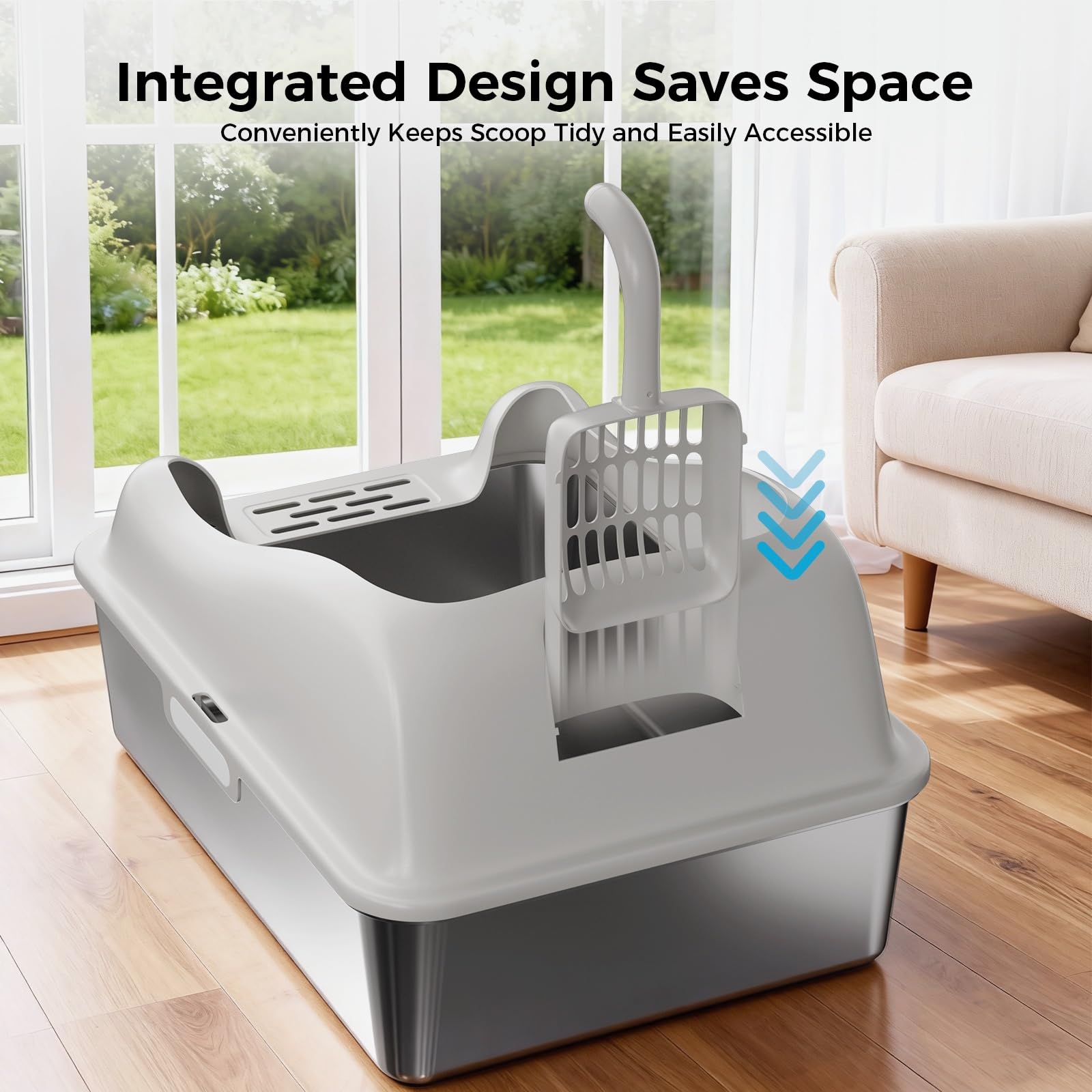 GTPLAYER Litière inox: surface lisse facilite le nettoyage rapide.