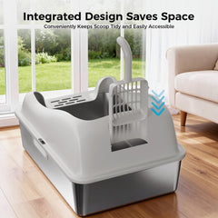 GTPLAYER Litière inox: surface lisse facilite le nettoyage rapide.
