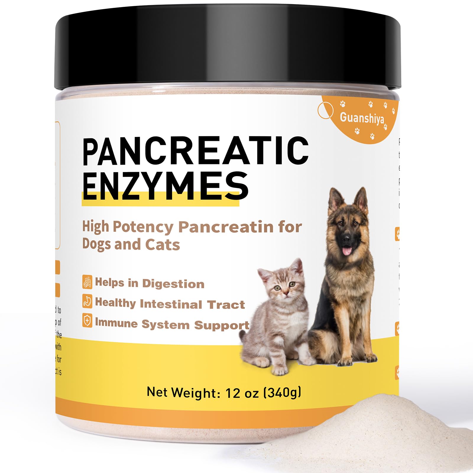 Guanshiya enzymes pancréatiques pour chien en poudre facilitant la digestion.