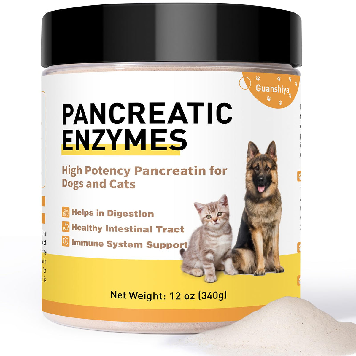 Guanshiya enzymes pancréatiques pour chien en poudre facilitant la digestion.