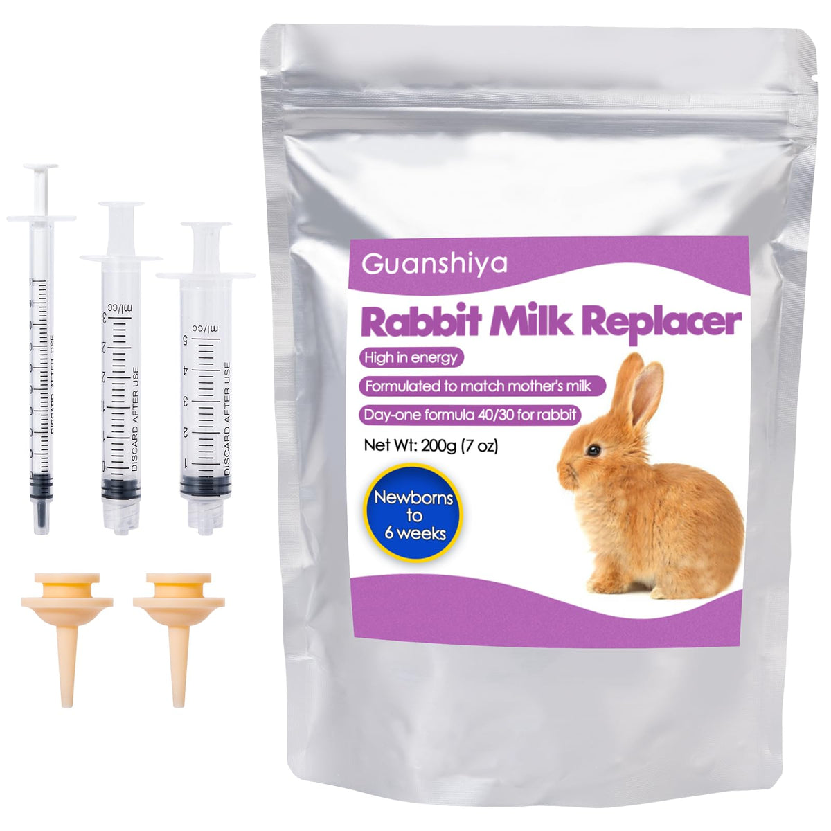Guanshiya Lait Lapin Remplaçant utilisé pour nourrir les tout-petits lapins via biberon