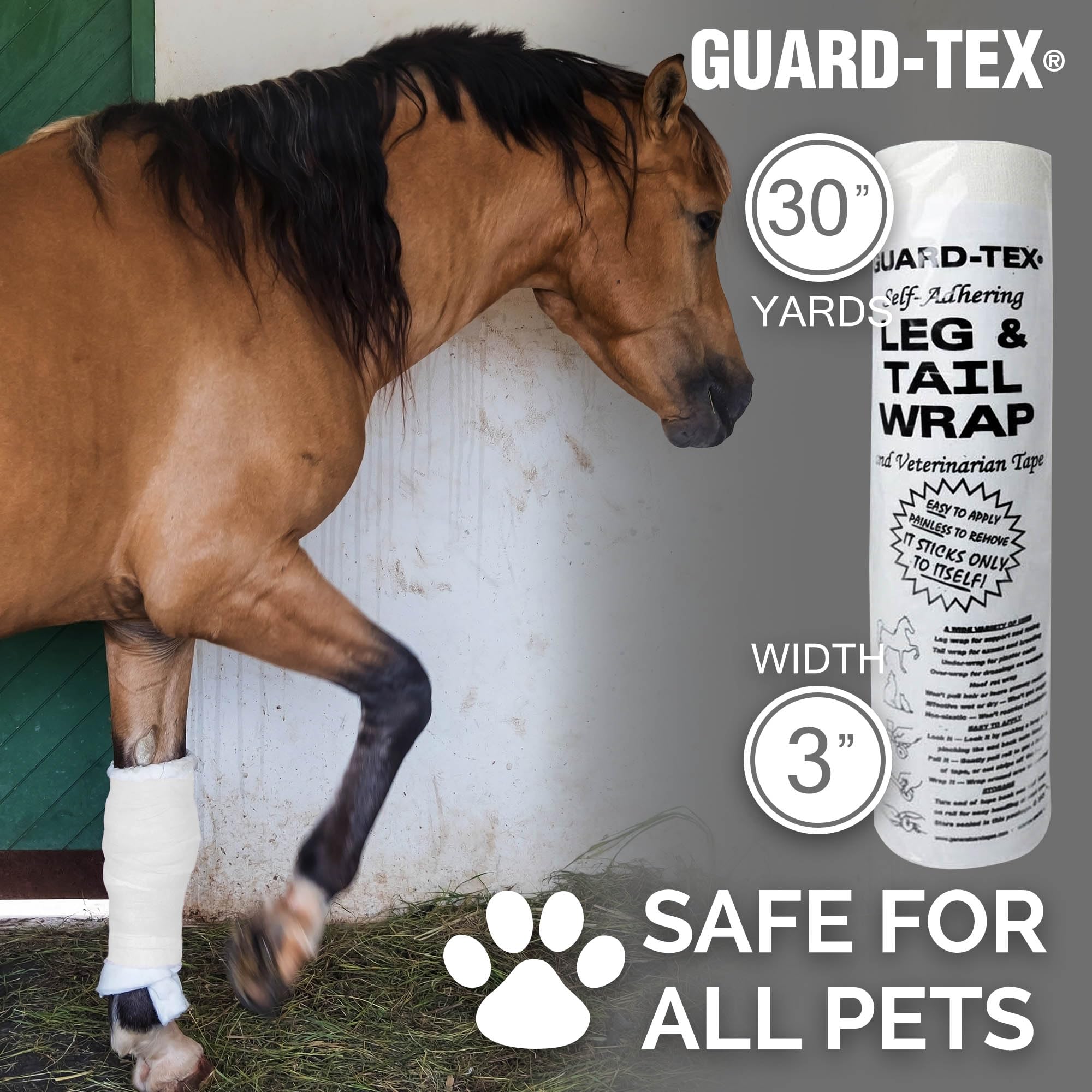 Guard-Tex Wrap auto-adhésif ne colle pas à la peau.
