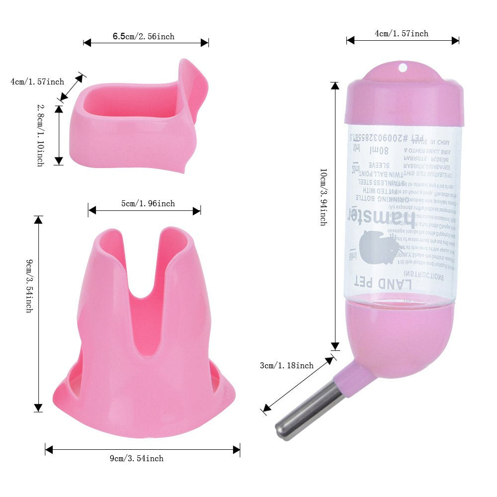 Ensemble Guardians bouteille eau hamster rose, idéal pour cage et déplacements.