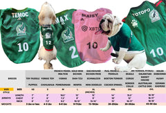 Gueyita Mexicana maillot chien football unicolore, étiquette taille pour ajustement rapide.