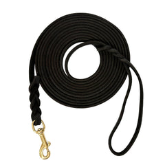 Guiding Star Longe en cuir italien avec poignée tressée, confort durable en promenade.