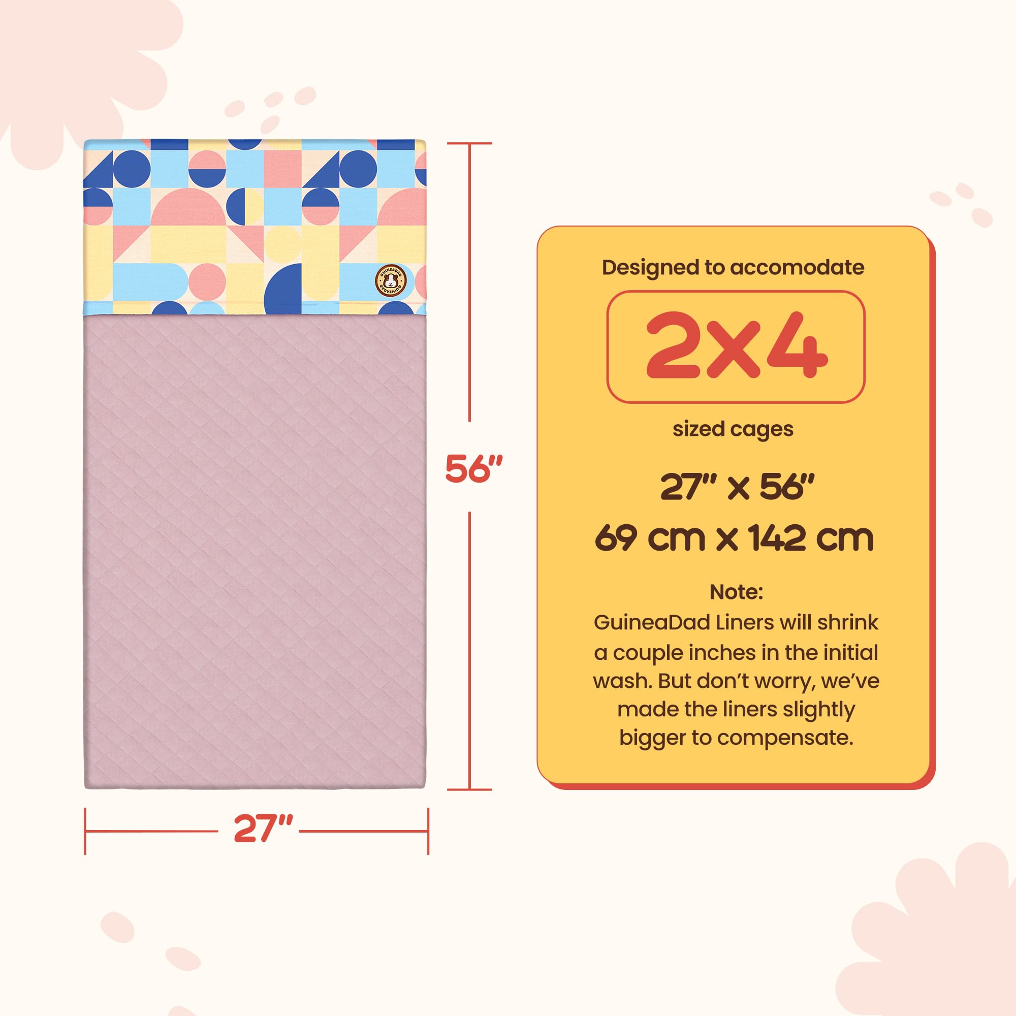 GuineaDad Premium Liner dos imperméable et absorbant pour cage 2x4 garde le fond sec.