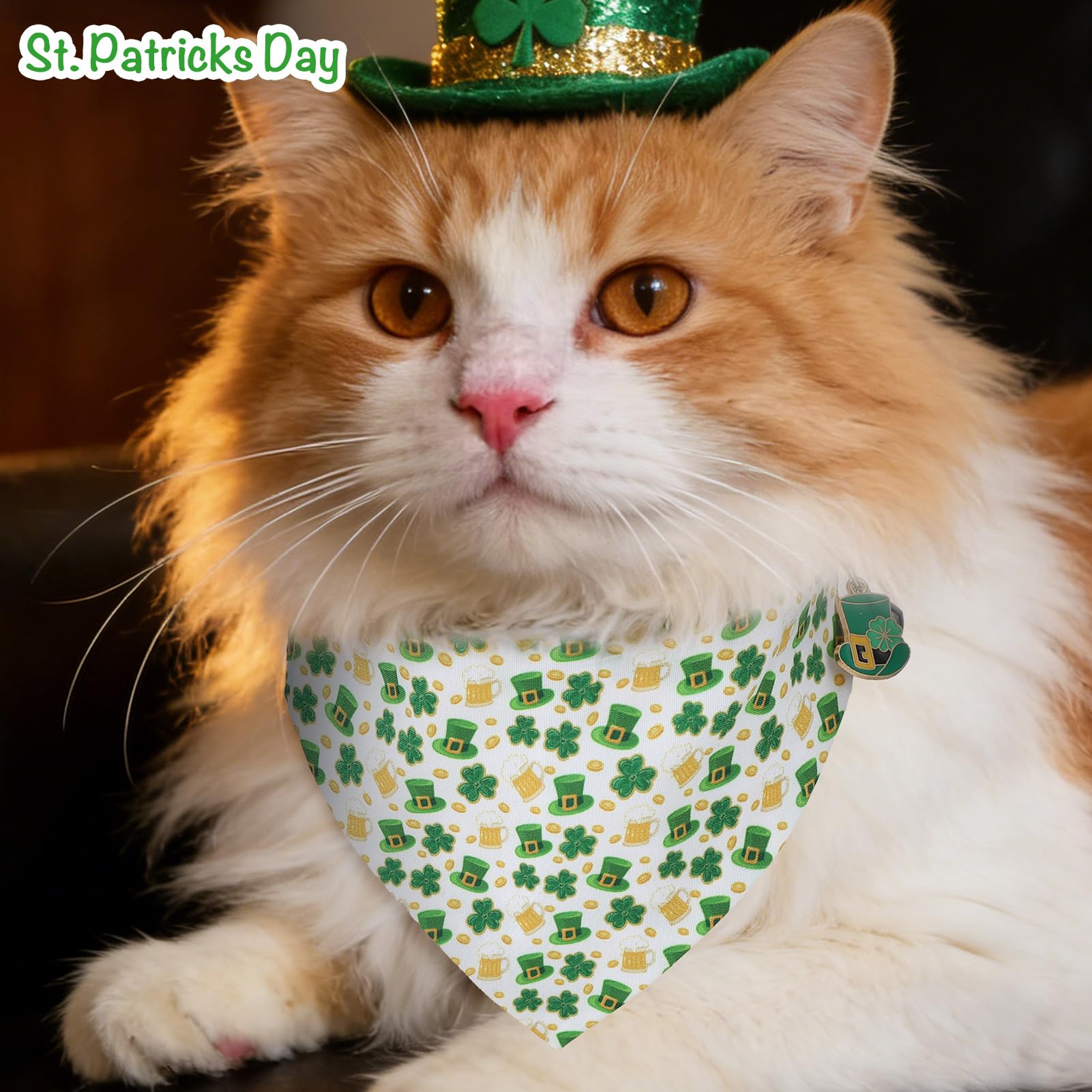 Guiqulai collier Saint-Patrick cadeau parfait pour les amoureux des chats et des fêtes.