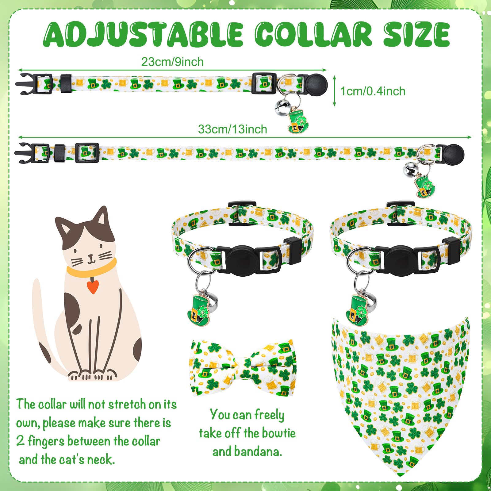 Guiqulai collier Saint-Patrick avec noeud papillon et bandana, style festif et mignon.