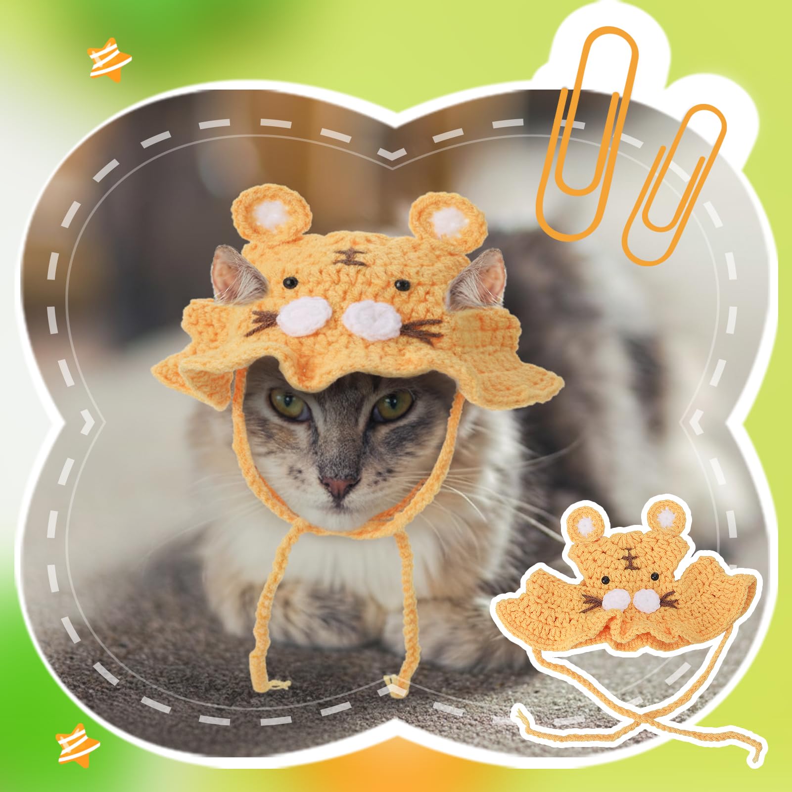 Chapeau Guiqulai tigre pour chat, parfait pour fêtes et photos.