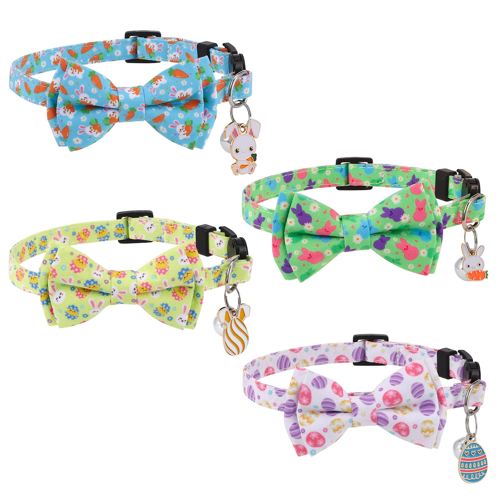 Guiqulai collier chat paques motif lapin, collier sûr et festif pour chat